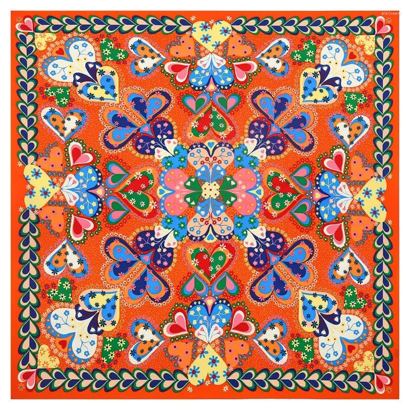 Eşarplar 130cm Pansy Marka Kare Eşarp Kadınlar İpek 2024 Tasarım Şal Bandana Kerchief bayanlar için