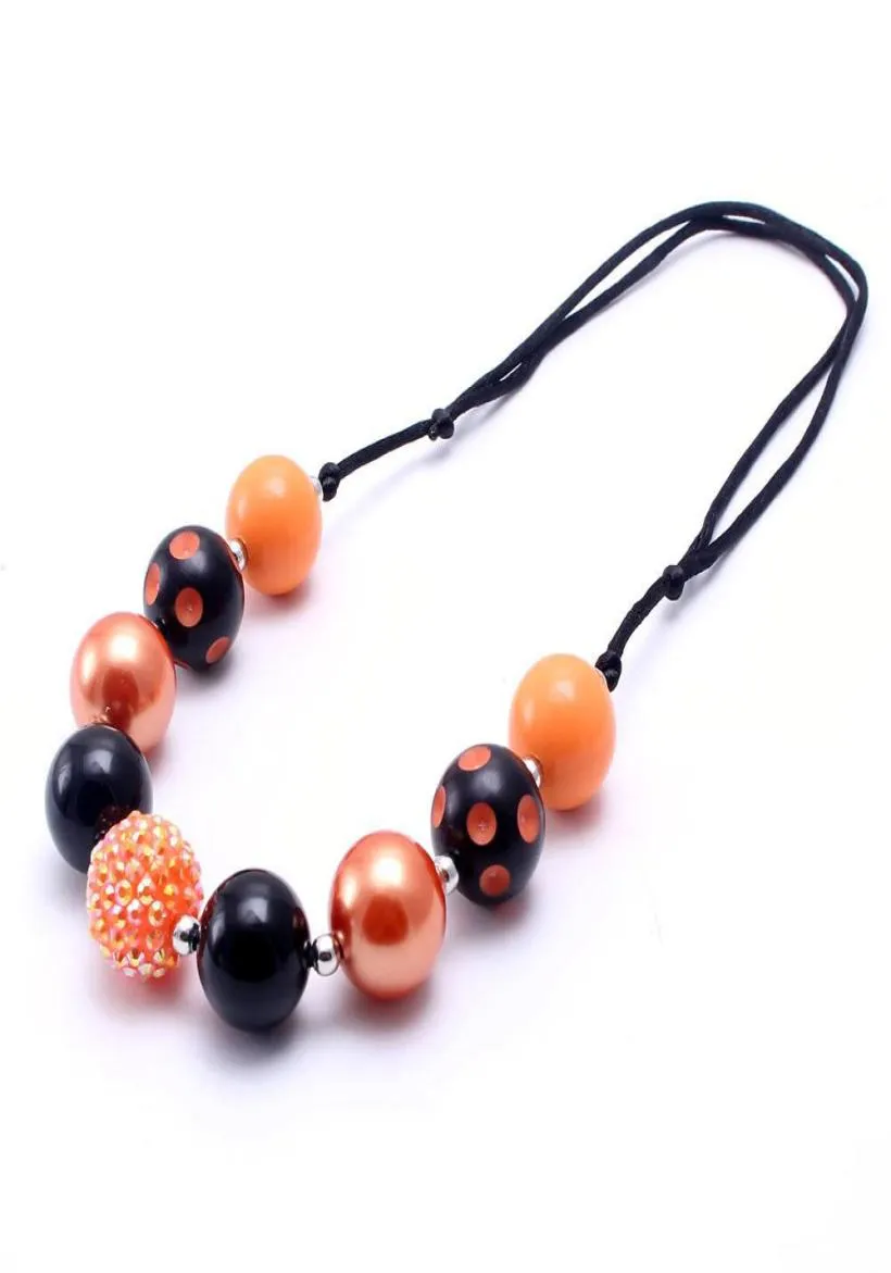 Justerat rep barn chunky halsband orange svart färg halloween småbarn flickor bubblegum pärla chunky halsbandsmycken för barn5602458