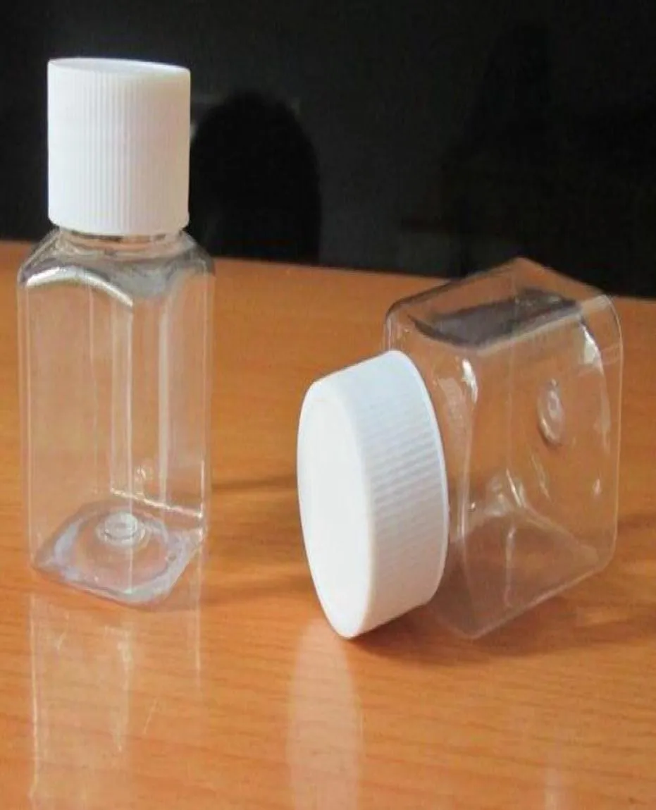 30 ml przezroczysty zwierzak Mała kwadratowa butelka nasadka z plastikową próbką butelki