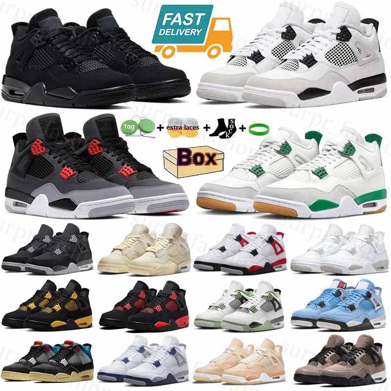 Buty do koszykówki Jumpman 4 4s pine zielone wojsko czarny o północy granatowy biały oreo ogień czerwony czarny płócien ruda ruda czerwona grzmot mężczyzn kobiety sportowe trampki