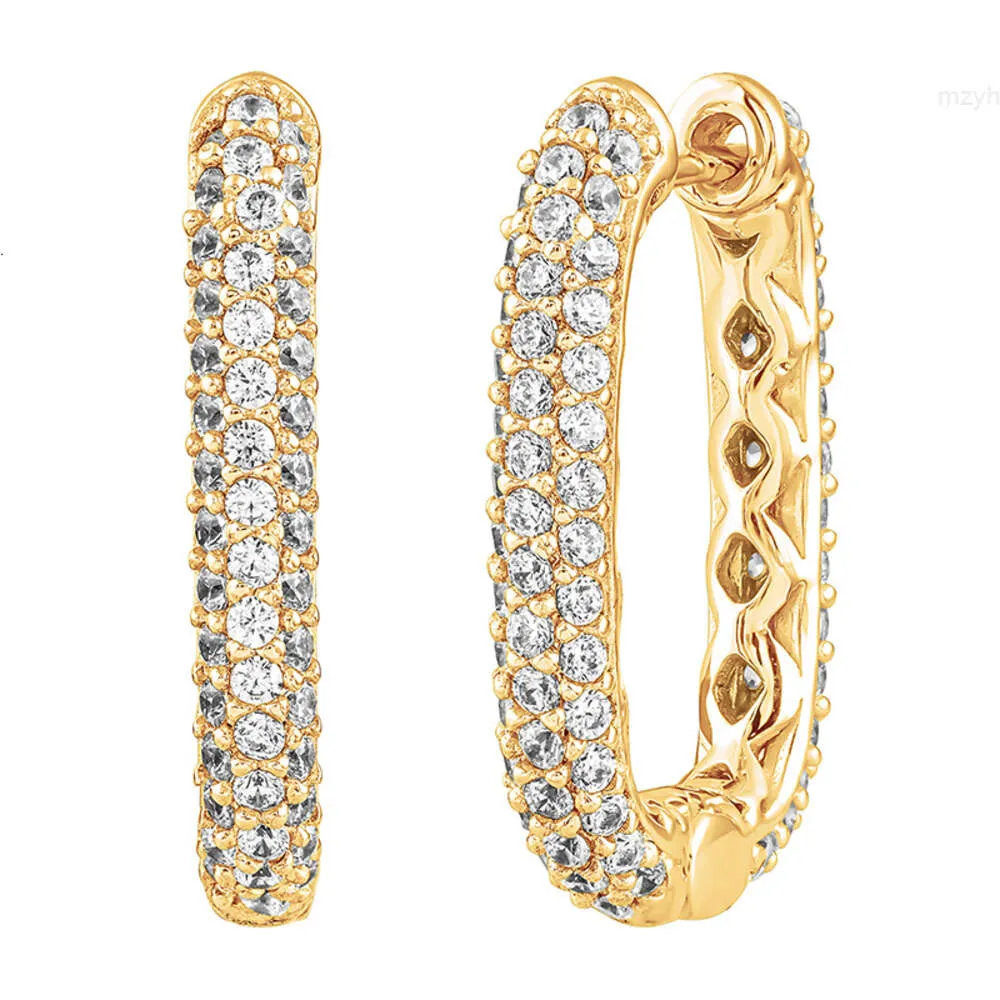 2023 Fijne sieraden Ovaal 14k 18K Gold vergulde diamant 925 Zilveren kubieke zirkoonveiligheidspennen Earring Huggie Hoop oorbellen voor vrouwen