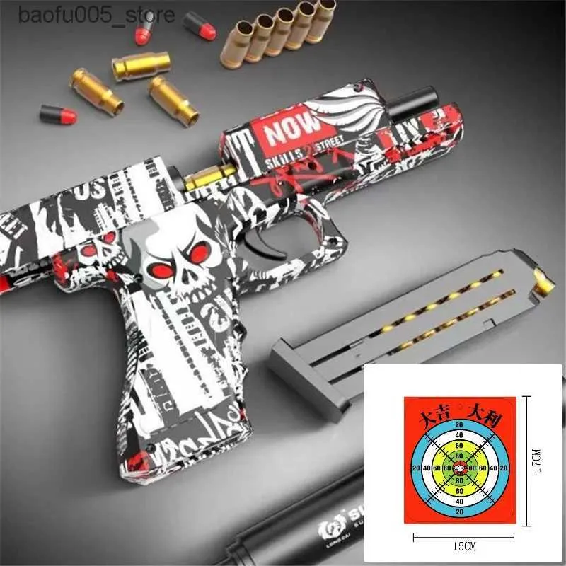 Sand Play Water Fun Glock M1911 Graffiti Toys Gun Shell Ejection Airsoft Pistol Soft Bullet for Boys Girls Outdoor Sports CS Shooting Gun Q240307