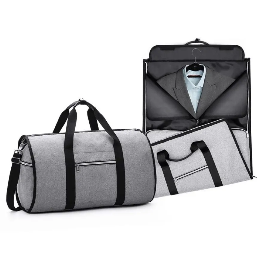 Reseplaggväska med fickfällbar plaggväska bagage duffeldräkt bärarplagg veckans väska två-i-en2560