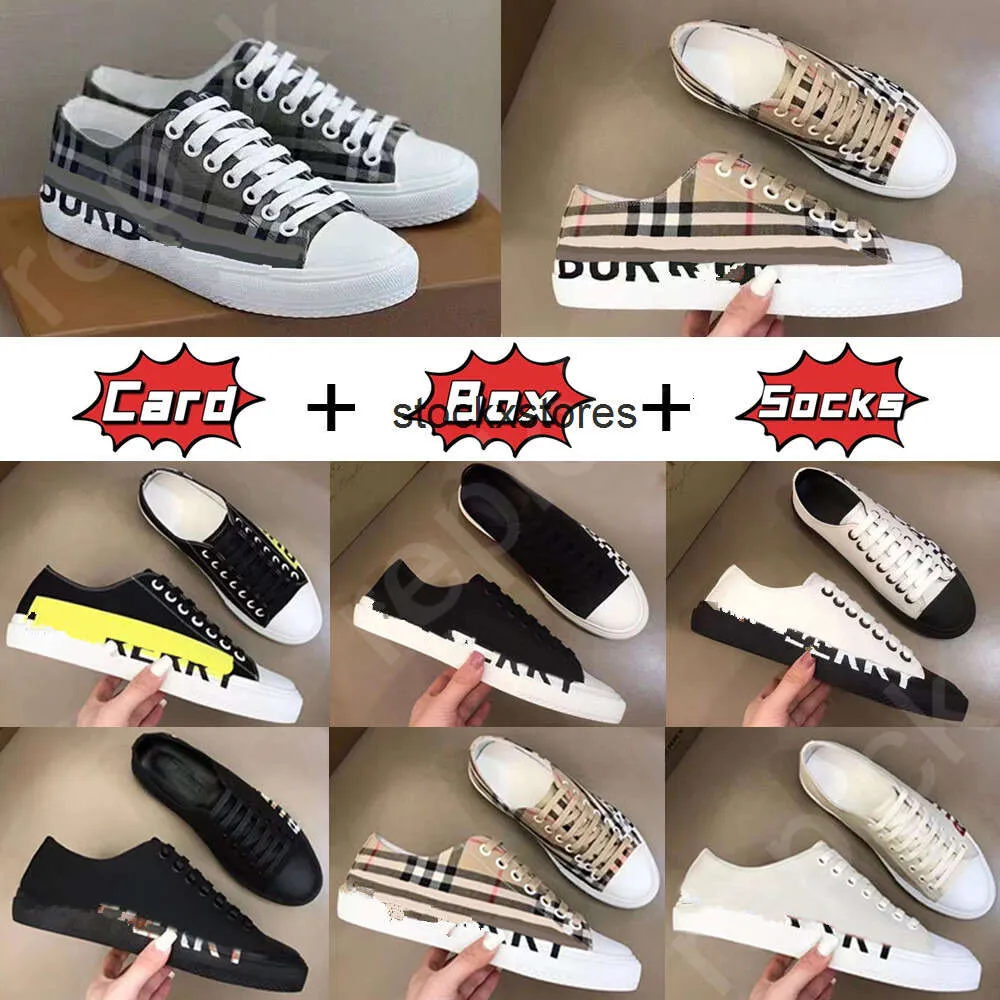 Vintage B Casual Shoes Men Print Check Sneakers Twotone Cotton Gabardine Flats Shoe Printed Lettering Plaid Calfskin Canvas Trainers Biobased Rubber bo