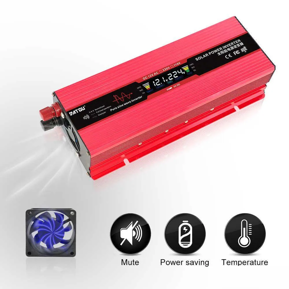 Transformer Inverter Pure Sine Wave Inverter Peak Power 2000W DC 12V till AC 110V 220V bil Laptop Charger Converter Drop Delivery Elec DHK94