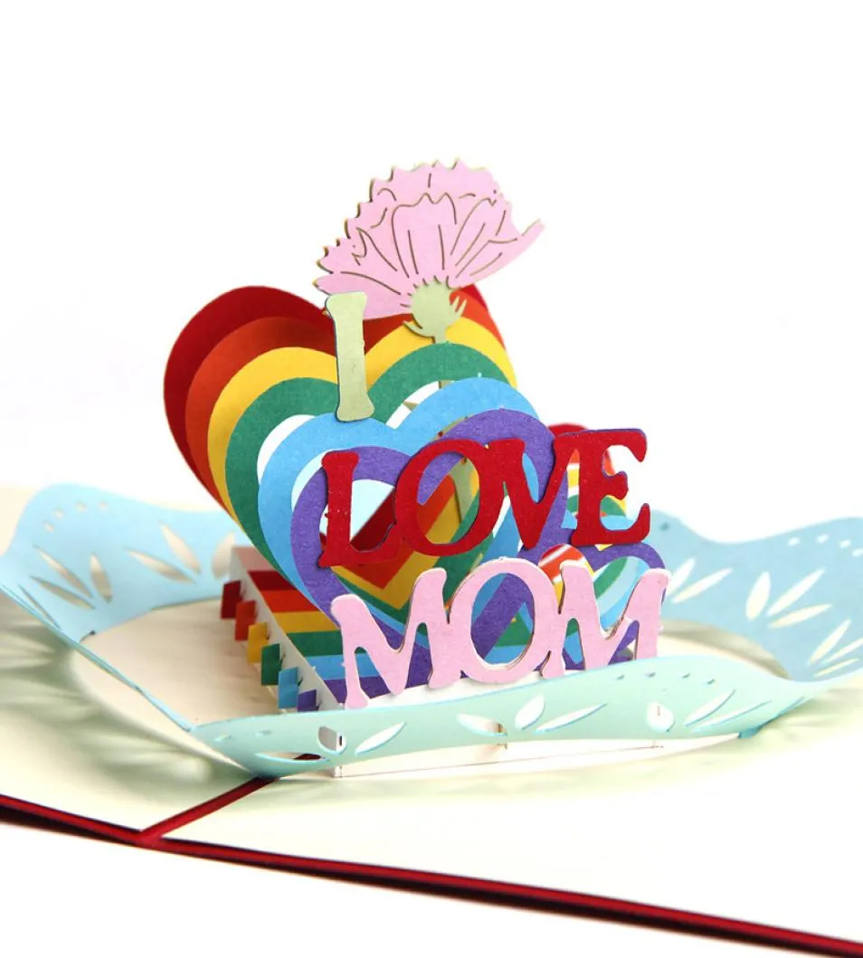 Cartes de vœux Pop Up 3D avec enveloppe, carte de fête des mères, j'aime maman, cadeau d'anniversaire fait à la main, pour Thanksgiving, 6234524