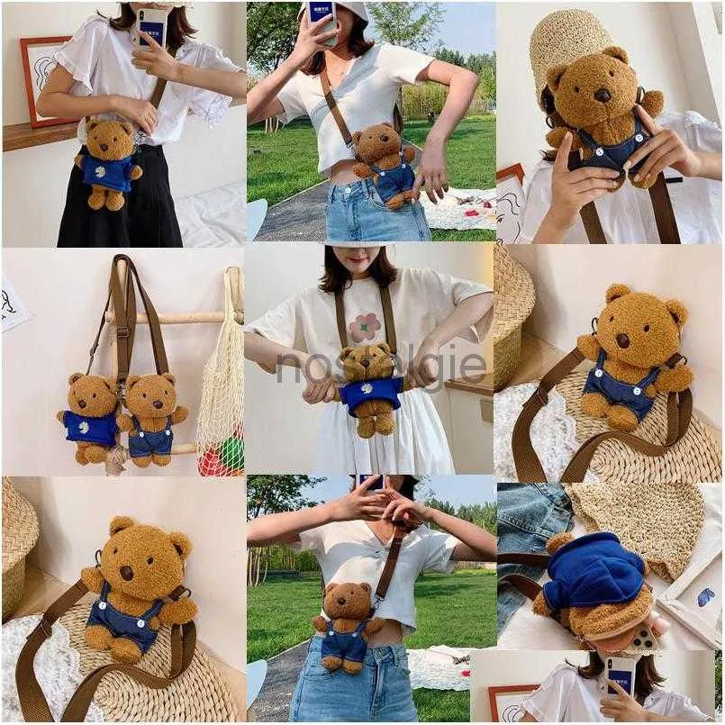 Childrens Bear Bag Zero Wallet Teddy Animal Cute Cartoon Single Shoder Toys Gifts Stuffed Animals Plush Dhauq 240307