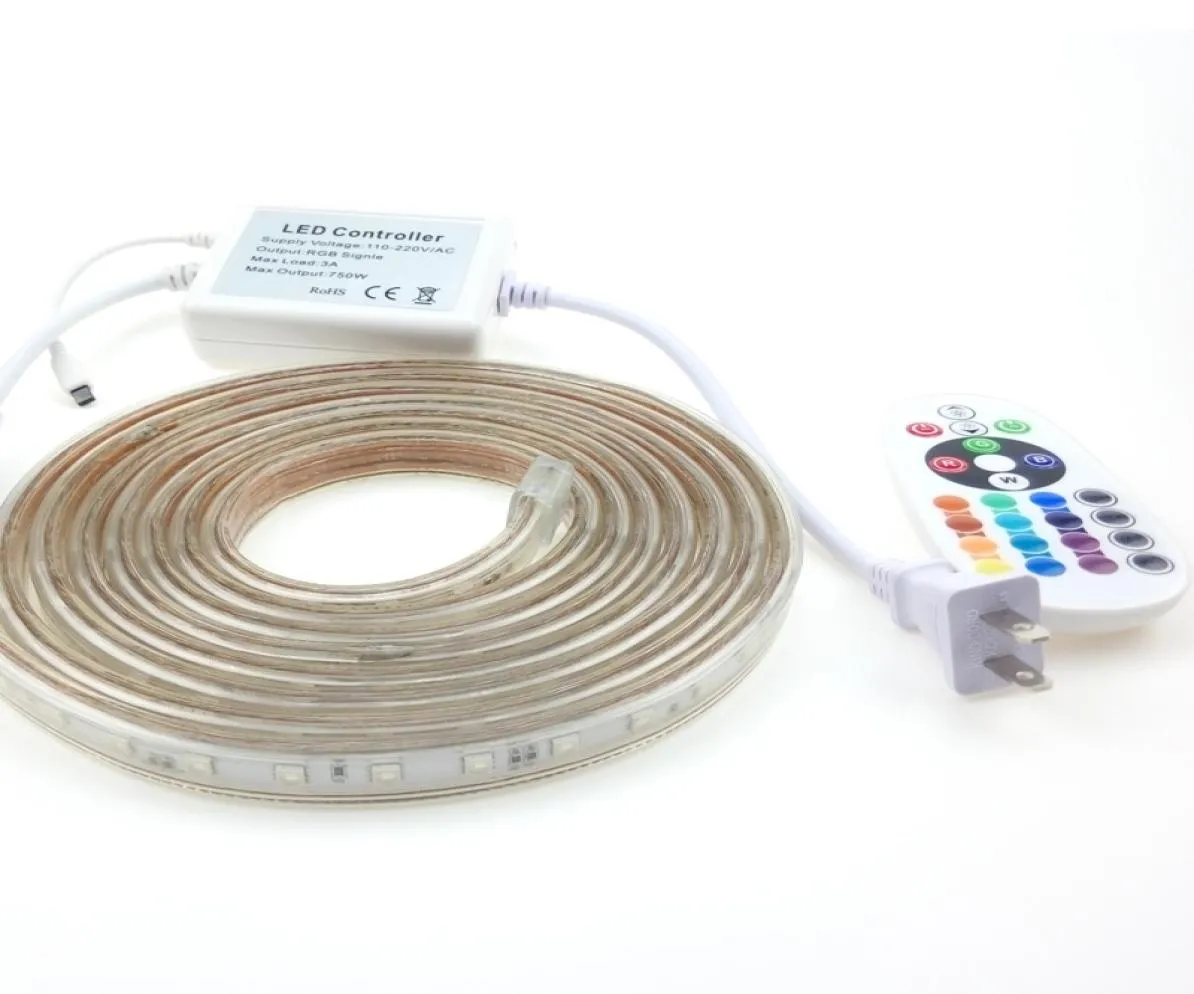 Bande lumineuse LED RGB adressable, 50/45m, 220V, Ruban étanche SMD 5050, 24 touches, télécommande IR, prise ue, multicolore, changement de couleur, 8603954