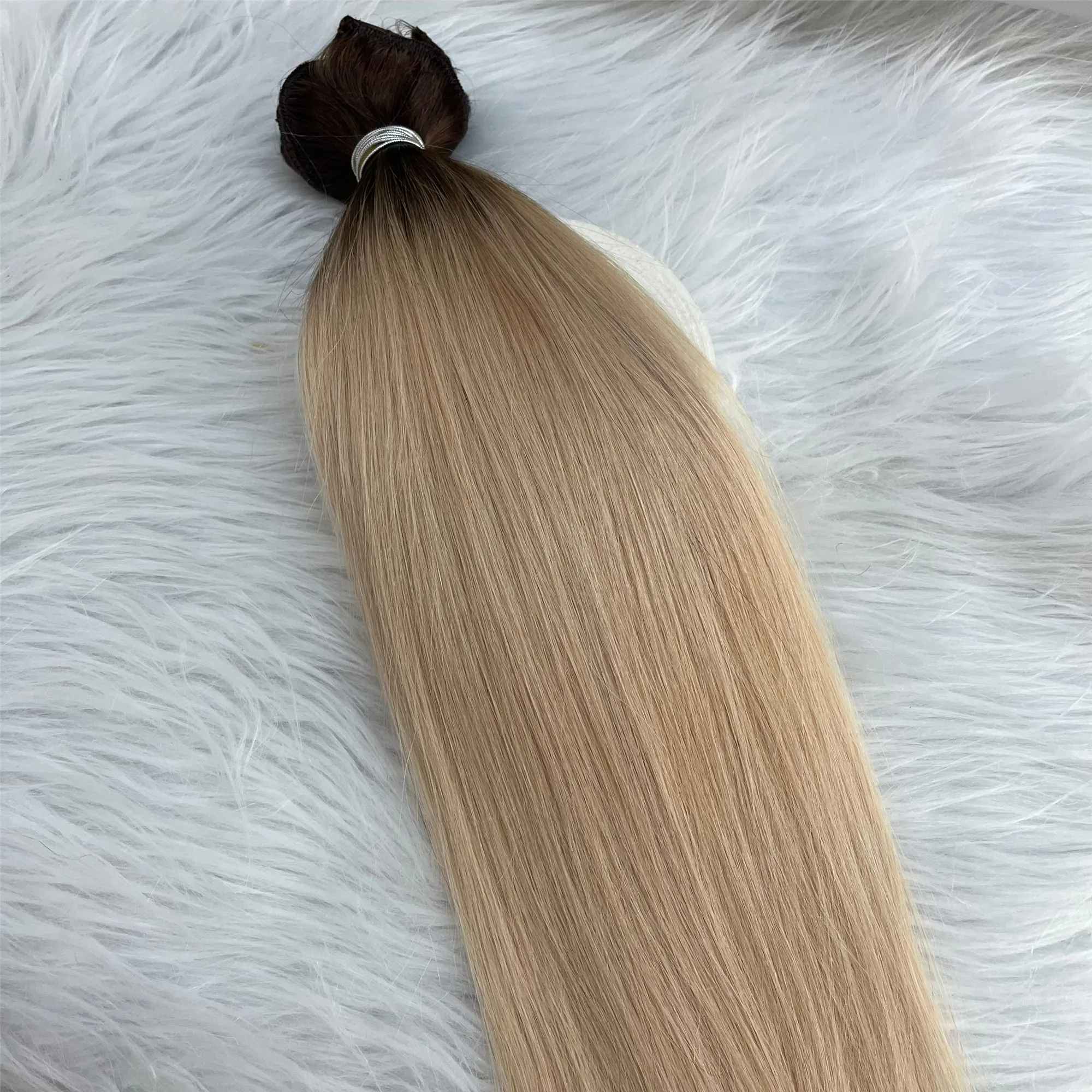 Ombre klip w przedłużanie włosów ciemnobrązowy do blondynki #613 100% prawdziwy Remy Human Hair Clip INS 120G