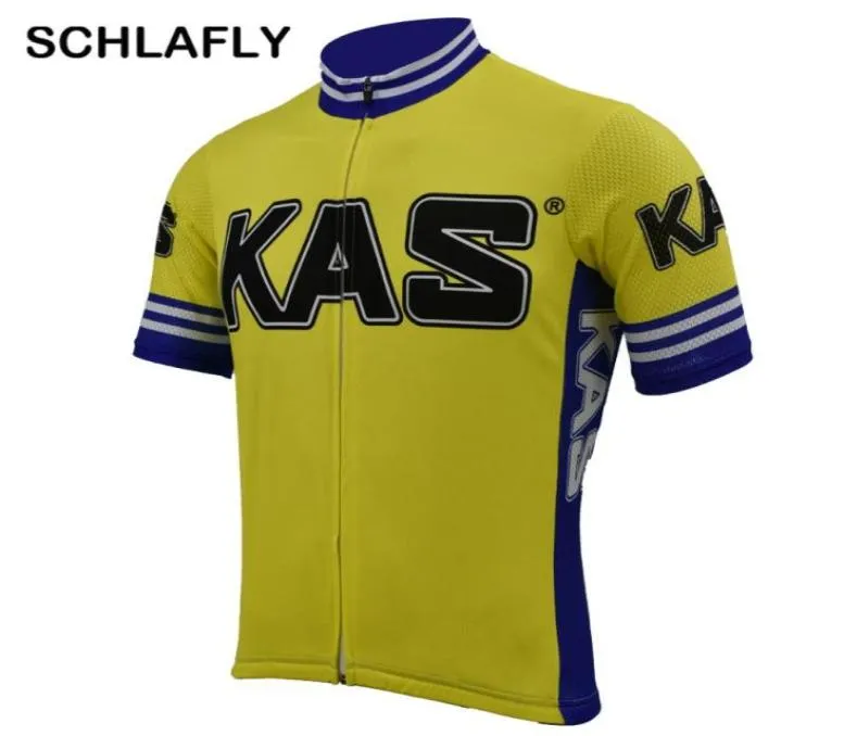 Homme kas rétro jaune maillot de cyclisme équipe style ancien été à manches courtes vêtements de vélo maillot cyclisme sur route vêtements schlafly4893635