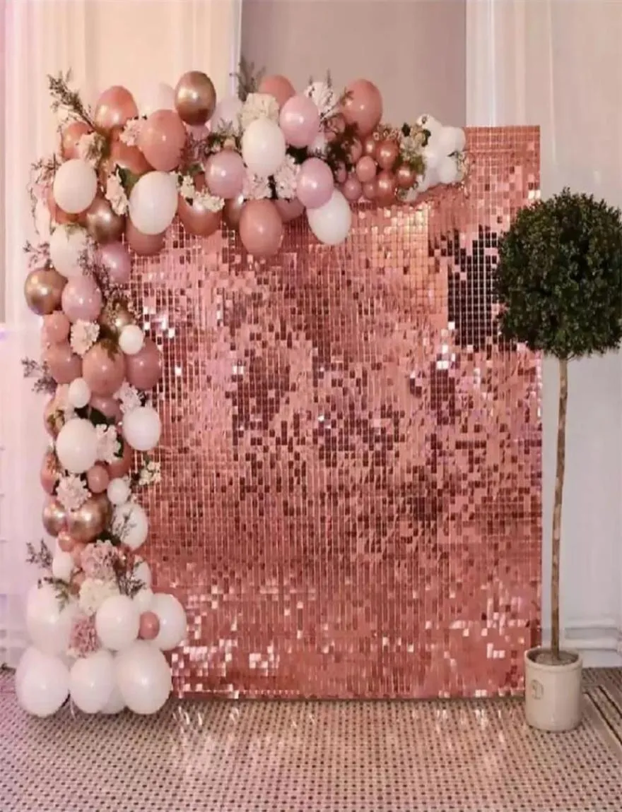 1x2m Oro rosa Tenda antipioggia Sfondo Panno Decorazione festa di compleanno Shimmer Pareti Fondale Feste di matrimonio Decori Paillettes Muro Backgro6944142