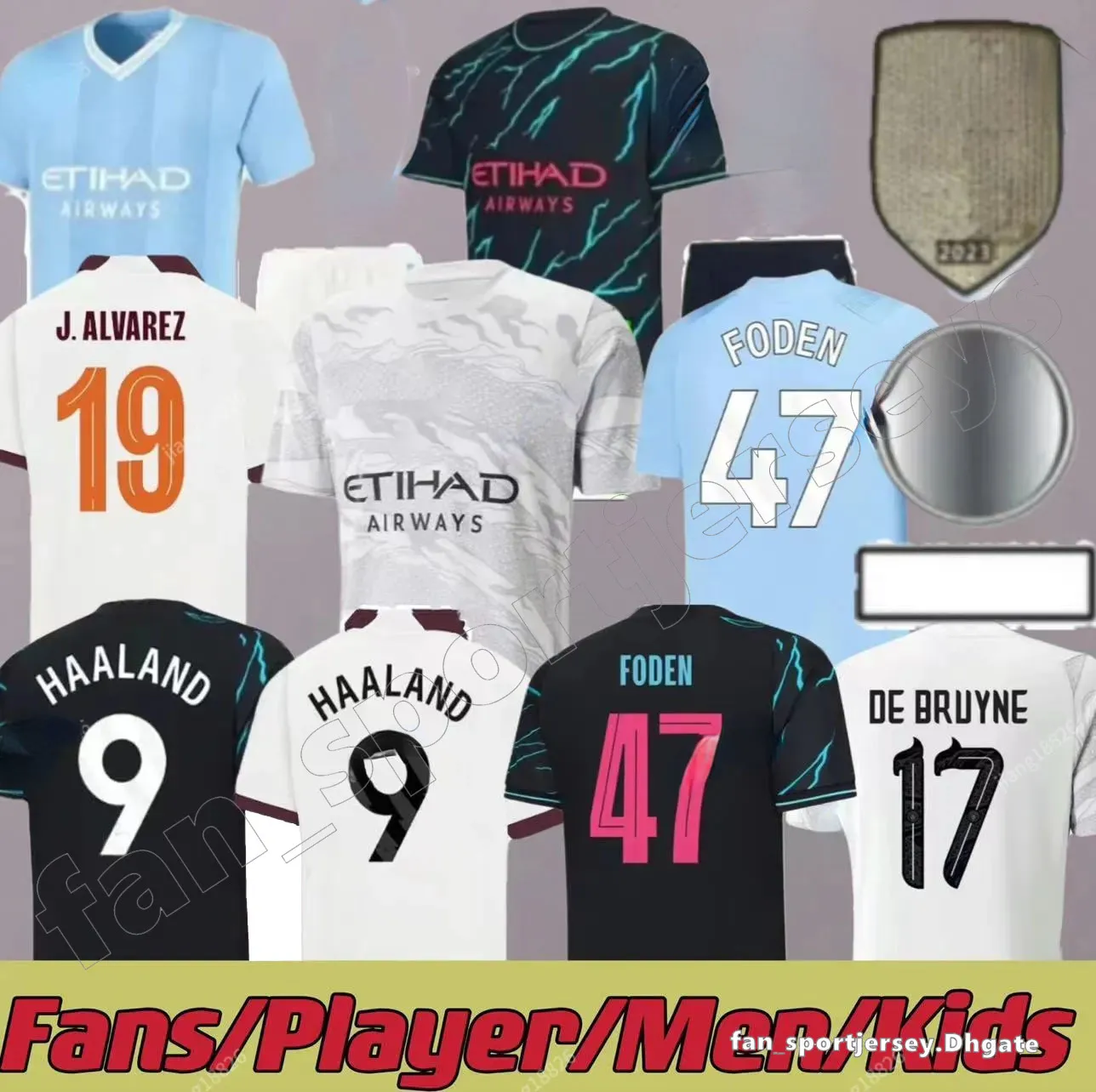 Fußballtrikots HAALAND 23 24 DE BRUYNE PHILLIPS MANS CITIES GREALISH FERRAN MAHREZ FODEN BERNARDO JOAO CANCELO Z RODRIGO Fußballtrikot Herren Kinder Kit Sets Uniformen