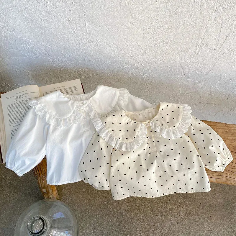 Printemps Style coréen enfant en bas âge bébé fille t-shirt à manches longues chemise en coton infantile filles hauts vêtements pour enfants 240306