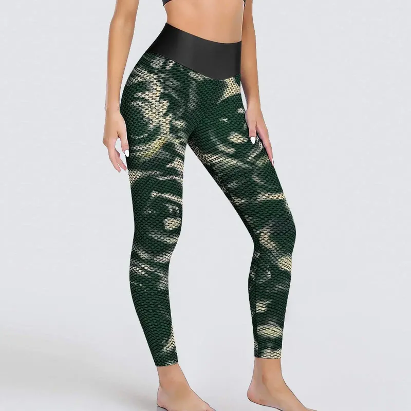 Women's Leggings Floral Print Sexy Green Roses Push Up Yoga Pants Funny Seamless Leggins Female Custom Gym Sport Legging