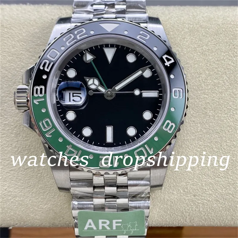 ARF herenhorloge linkshandig 40 mm zwart groen keramiek bezel automatisch 3285 uurwerk Sprite 126720 904L stalen armband ETA Super Edition horloges