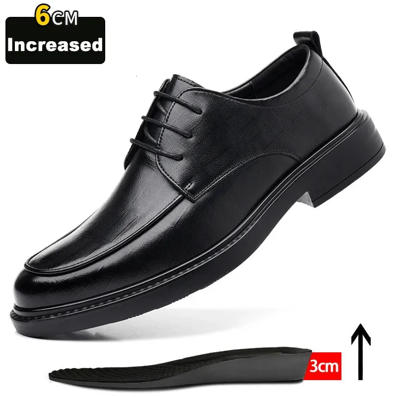 Chaussures formelles pour hommes en cuir véritable chaussures habillées de mode hommes de Style italien bureau d'affaires mariage couleur unie chaussures à lacets 240304