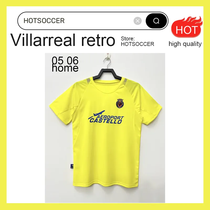 2005 2006 Villarreal Retro Soccer Jersey Kromkamp Forlan Riquelme Home Shirt Football Shirt