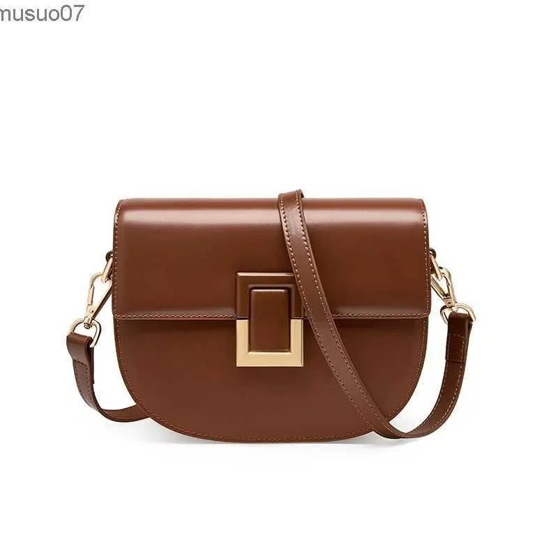 Messenger Bags Fashion Women Saddle Bag Leather Handbags Genuine Shoulder Bag Small Flap Crossbody Bags for Women Messenger BagsL2403