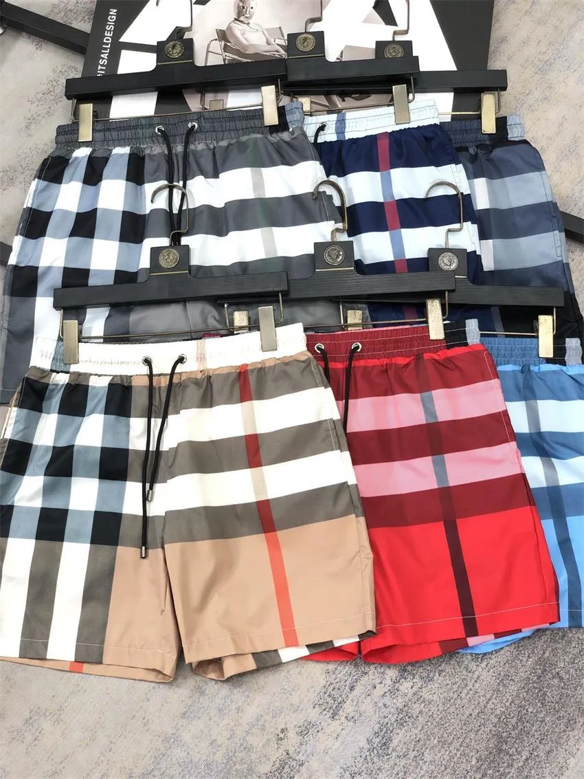Summer Modna Projektanci Szybkie suszenie stroje kąpielowej stroje kąpielowe Street Street Street Striped Plaid Men's Shorts Odzież Ostroja Drukowane spodnie plażowe Rozmiar M-3XL