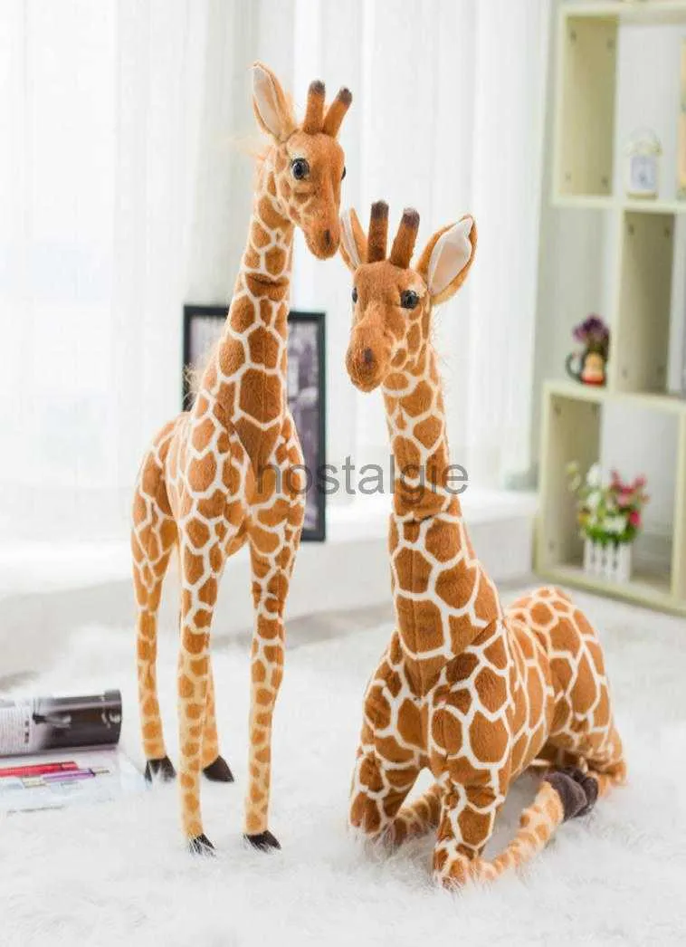 Animali di peluche ripieni 35 * 140 cm simulazione di alta qualità giraffa farcita carino grande peluche bambola animale giocattolo per bambini ragazza decorazione della casa compleanno Christm8776006 240307
