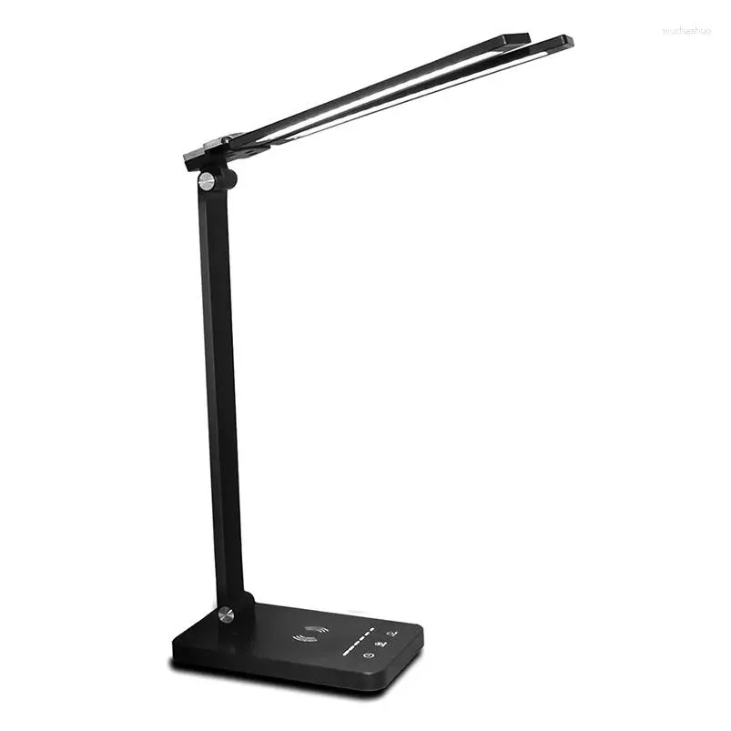 Lampade da tavolo Lampada da tavolo a LED Caricatore wireless pieghevole a doppia testa 5 modalità di illuminazione Luce dimmerabile per consegna a domicilio Dh1Rf