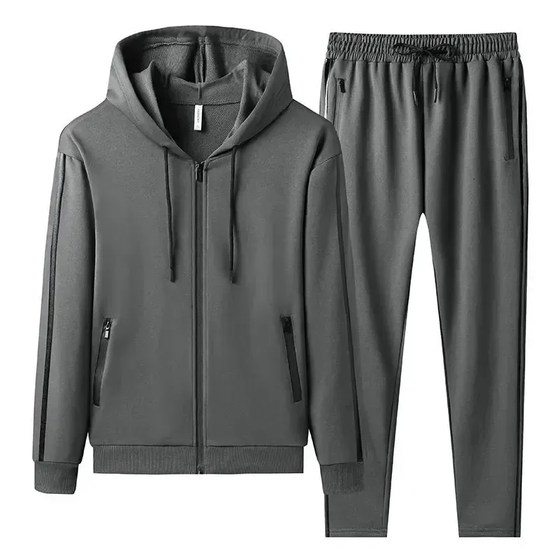 2024 Autumn Men's Sets Solid Color Tracksuit Men Ubranie z kapturem SAWUAL 2 sztuki Zestaw Mody Mężczyźni Jogging Sport Suit Streetwear 240307