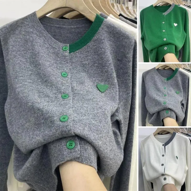 Camicette da donna Cardigan Maglione Accogliente girocollo lavorato a maglia per le donne Cappotto caldo a maniche lunghe con elastico anti-pilling abbinato in colore