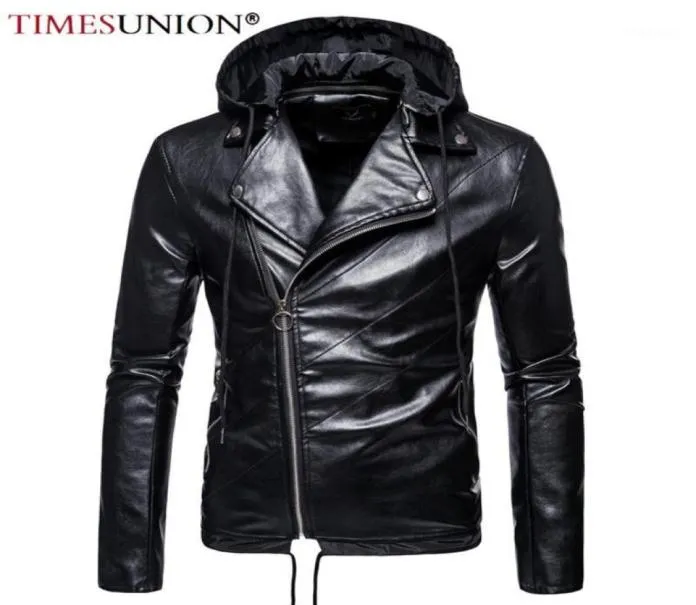 Herren Lederjacken 2021 Frühling Abnehmbare Kappe Motorrad PU Jacke Biker Mäntel Europäischen Windjacke Men039s Pelz Faux8448821