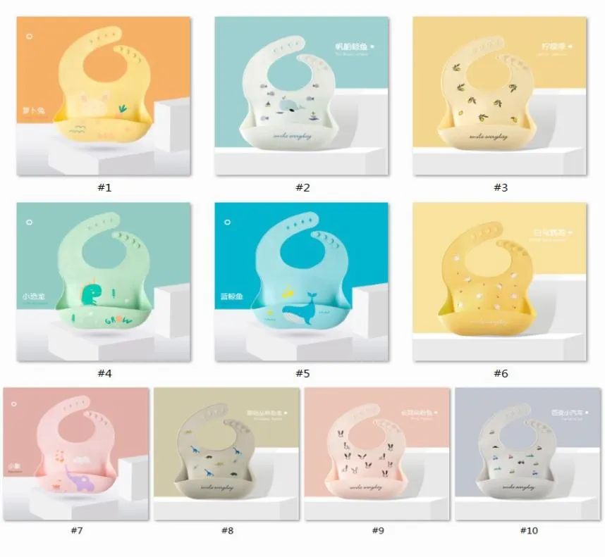 15 Baby waterproof Silicone Bib 20 colors children039s saliva rice wash Mother and baby products C10820A19505267