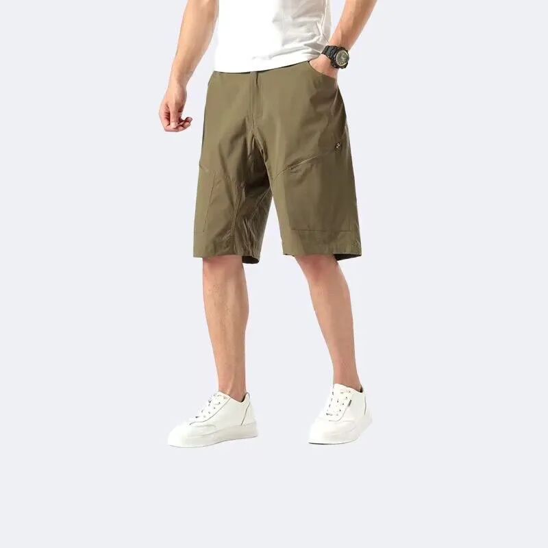 Män träning shorts utomhus snabb torr knä längd fiske mode gata shorts andningsgymniga vandringshorts båge båge