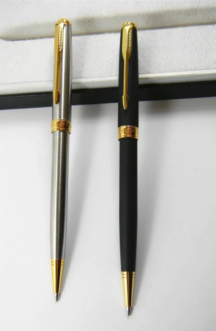 2PC Metal Parker Sonnet Series med Golden Arrow Clip Ballpoint Pen 2 Ballpoint Pen Refill213T3896668