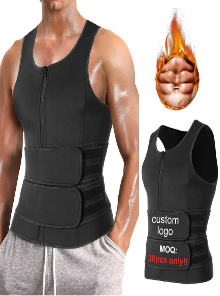 Män kropp shaper bastu väst midje tränare dubbel bälte svett skjorta korsett toppar buk bantning formträ fettförbränning fitness top5852514