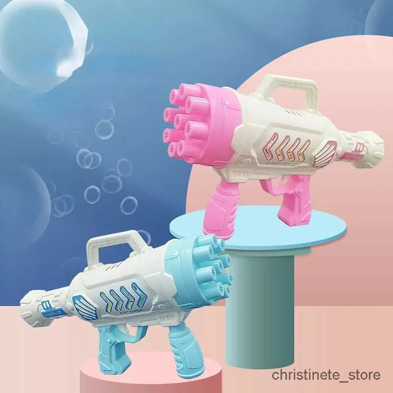 Zand Spelen Waterpret 9 Gaten Bubble Gun Zeepbel Maker Zomer Buiten Speelgoed voor Kinderen Automatische Elektrische Zeepmaker Pomperos Blower Geschenken Feestspeeltje