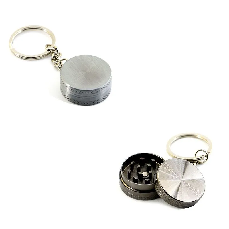 30*13mm Colorful Herb Grinder 2 Part Zinc Alloy Mini Pockey Key Chain Tobacco Smoking Accessories Spice Crusher Portable Wax Herbal Grinders