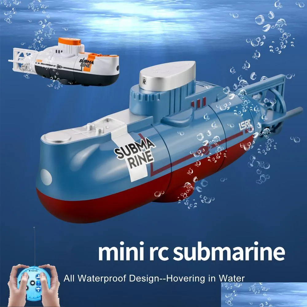 Electric/Rc Boats Mini Rc Boat Submarine 0.1M/S Speed Remote Control Waterproof Diving Toy Simation Model Gift For Kids Boys Drop Del Dh9Wn