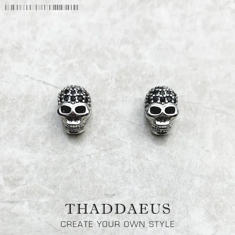 Stud Earrings Skull Pave Europe Style Fine Jewerly For Women Men Punk Gift In 925 Sterling Silver