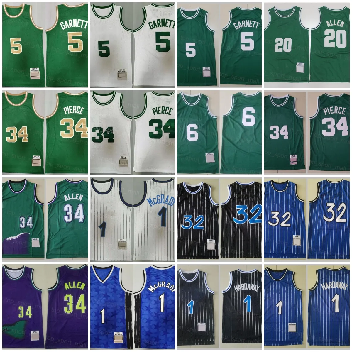 Mann Retro Basketball Paul Pierce Trikot Larry Kevin Garnett Patrick Ewing Ray Allen Tracy McGrady Penny Hardaway Vince Carter Vintage genäht für Herrenhemden