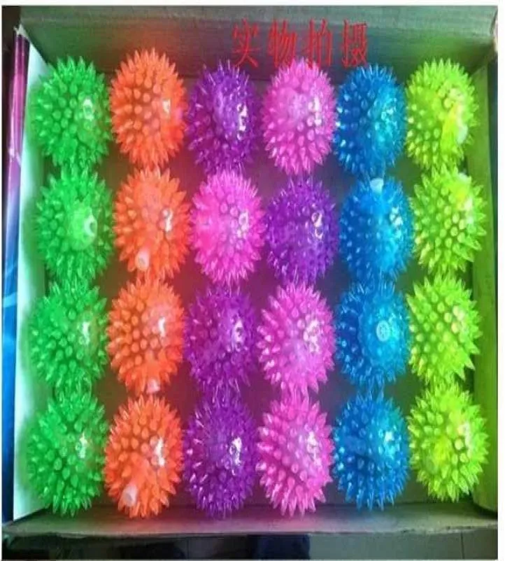 LED Flashing Ball Light ball bouncing ball flashing spiky ball music ball elastic ball lightup toy 30pcs lots5323386