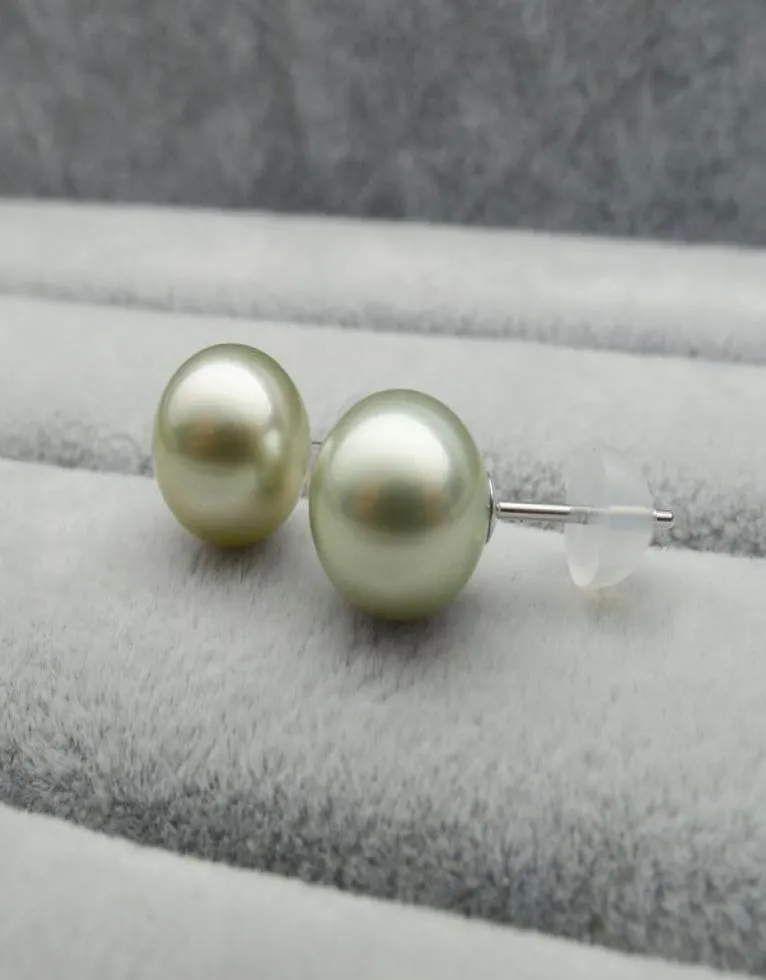 Boucles d'oreilles à clous en véritable perle de tahiti, couleur naturelle, or blanc 18 carats, 995mm9040617