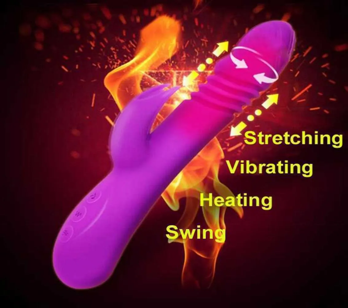 SSCC Sex Toy Rabbit Vibrator Masaż 7 Wibracje częstotliwości 3 Obrót huśtawki teleskopowy z funkcją ogrzewania dla kobiet Toys3648319