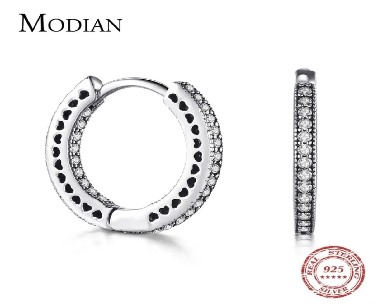 Modian réel 925 en argent Sterling classique plein coeurs boucles d'oreilles de luxe cubique zircone bijoux de mode pour les femmes cadeau de mariage 2207106041