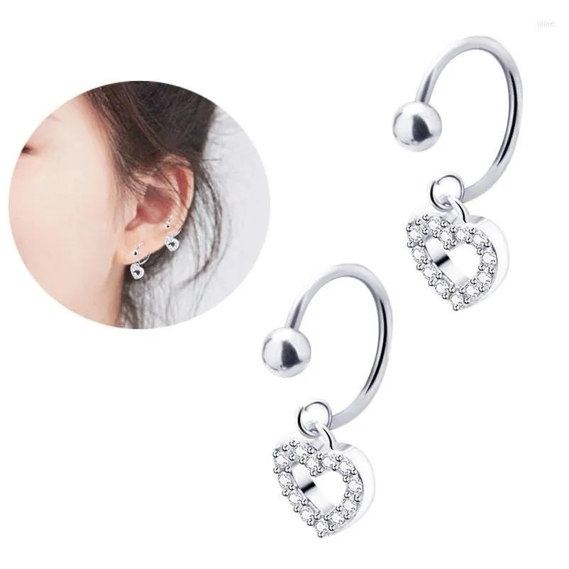 Stud Earrings 1Pc Small Cartilage C Shape Dangle Stainless Steel Zirconia Anti-Allergic Elegant Jewelry Drop Delivery Dh5Hg