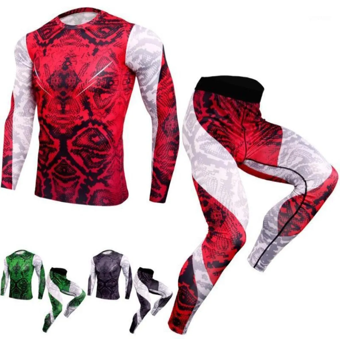 Running Sets 2021 Sport Suit Men Long Sleeve T Shirts Pants Compression Set Bodybuilding Rashguard Gym Fitness Tracksuits12770203