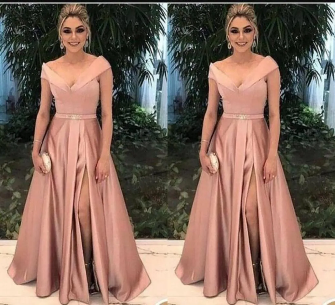 Elegant Mother of the Bride Dresses for Weddings Party Gowns ALine Satin Pleat Formal Godmother Groom Long Dress Wear9023443
