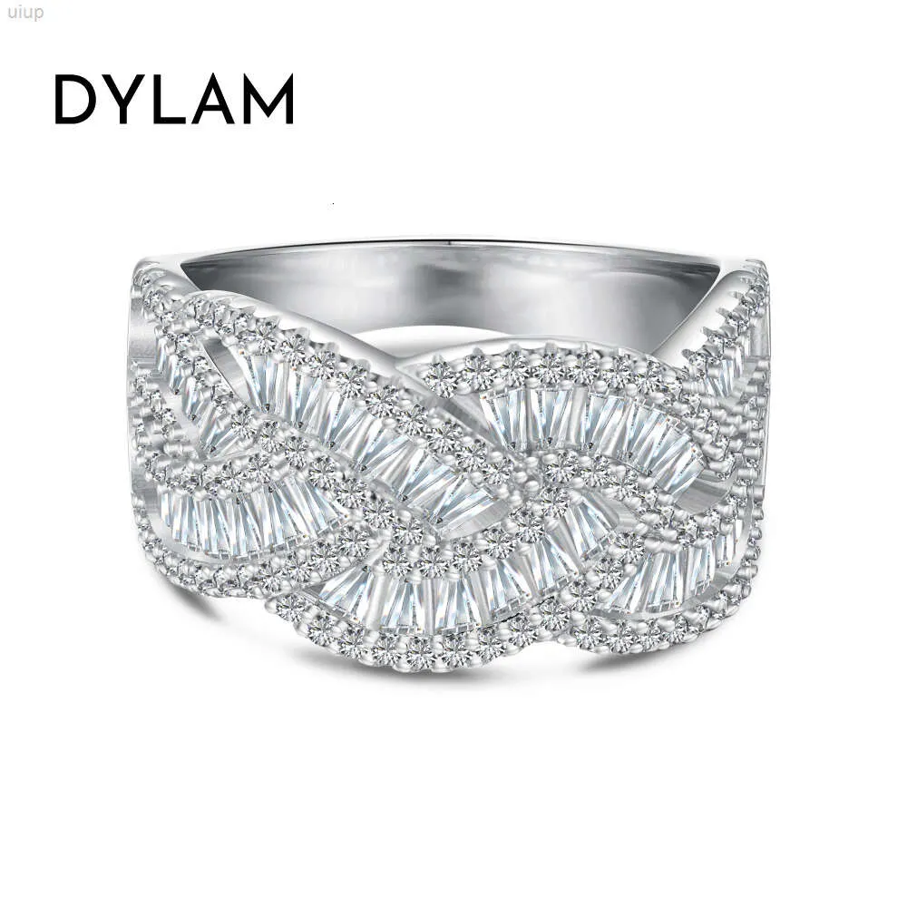 Dylam Hot Sale Luxury Punk Hip Hop Cuban CZ Zircon Cubic Zirconia Ring Fine Jewelry S925 Sterling Silver Diamond Rings for Women