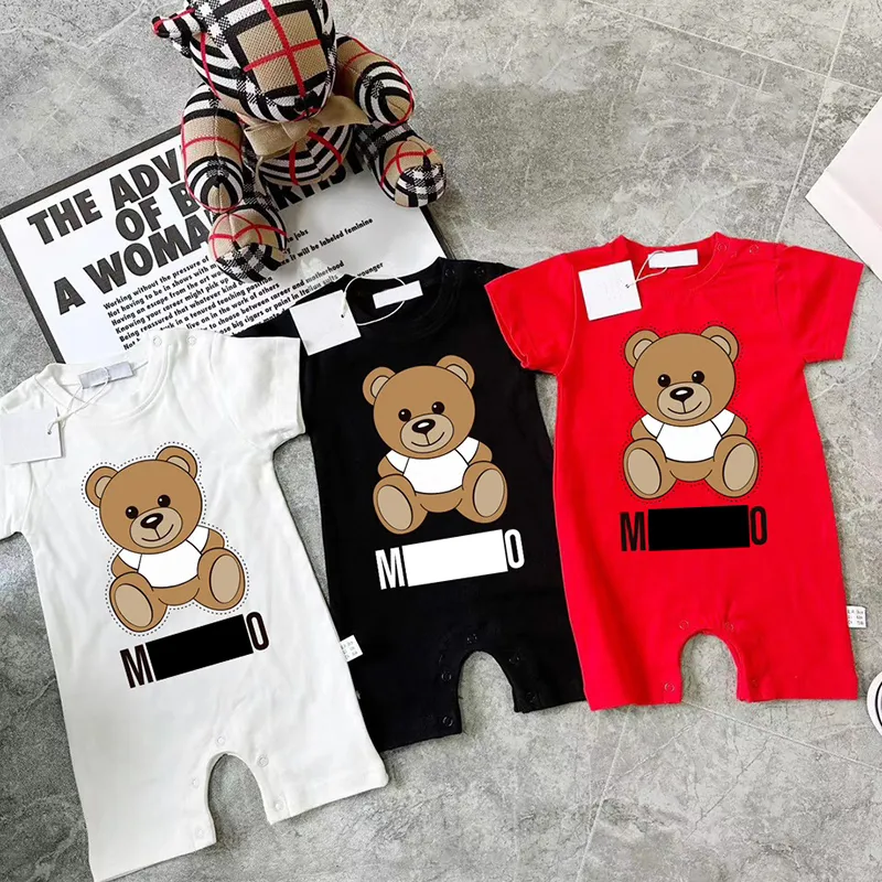 Baby rompertjes Casual pak Beer Letter Kleurrijke korte mouw jumpsuit Zomer 100% katoenen baby merk bodysuit Pasgeboren zachte onesie 59-90cm