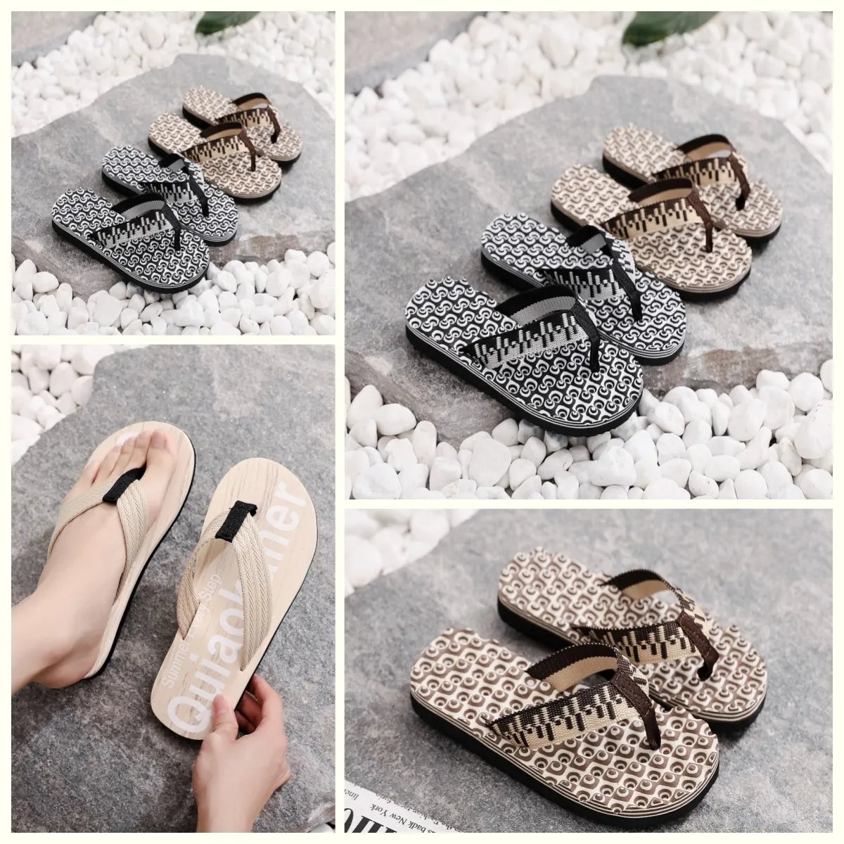 224 GAI Womens Sandals Womens Slippers Fashion Floral Slipper Läder Gummiläger Sandaler Sommarstrandskor