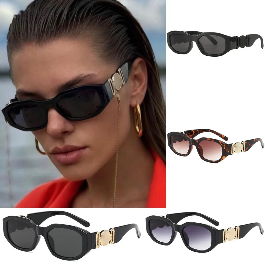 Lunettes de soleil pour hommes lunettes de soleil biggie pour femmes lunettes de soleil design femmes larges jambes miroir de l'insigne d'or classique lunettes de soleil pare-soleil hip hop extérieur UV400 avec boîte