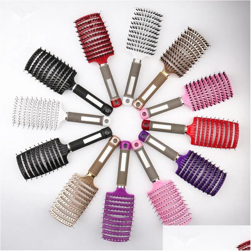 فرش الشعر 2021 Wholesales Women Hair Scalp Mas مشط Bristle Nylon Hairbrush Wet Curly De Hairs Brushes for Salon Hairdressing Styli Dhwq4