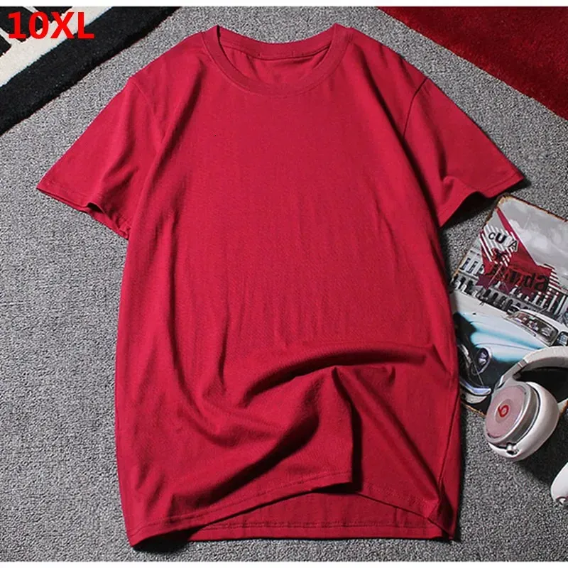 T-shirt oversize da uomo estiva a maniche corte 10XL 9XL 12XL girocollo a mezza manica tinta unita top 240307